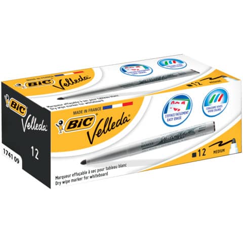 Marcatori per lavagne bianche BIC Velleda 1741 punta conica 4,5 mm nero 9581711